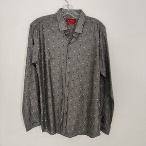 Redtag Men's Button Shirt Size Large Down Polka Dot 100% Cotton Office Business